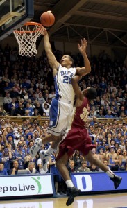 Andre Dawkins made up for Kyrie Irving's absence with 28 points against Bradley (Photo Credit: Faith Robertson/The Chronicle)