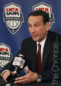 Mike Krzyzewski will officially return to USA Basketball through the 2016 Olympics in Rio De Janeiro. (Photo by Elysia Su/The Chronicle)